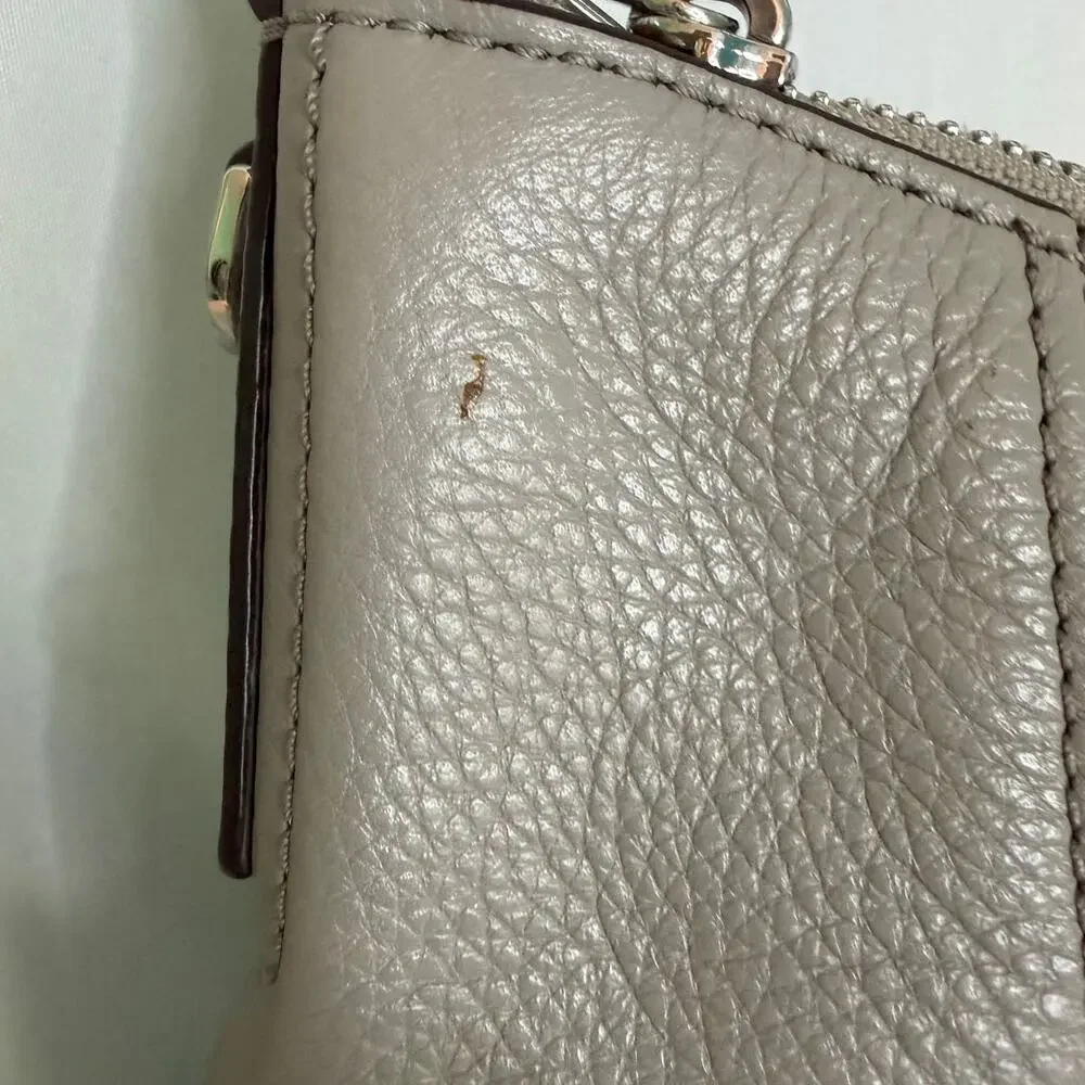 Michael Kors Anita Large Shoulder Bag Pearl Gray Pebbled Leather Hobo